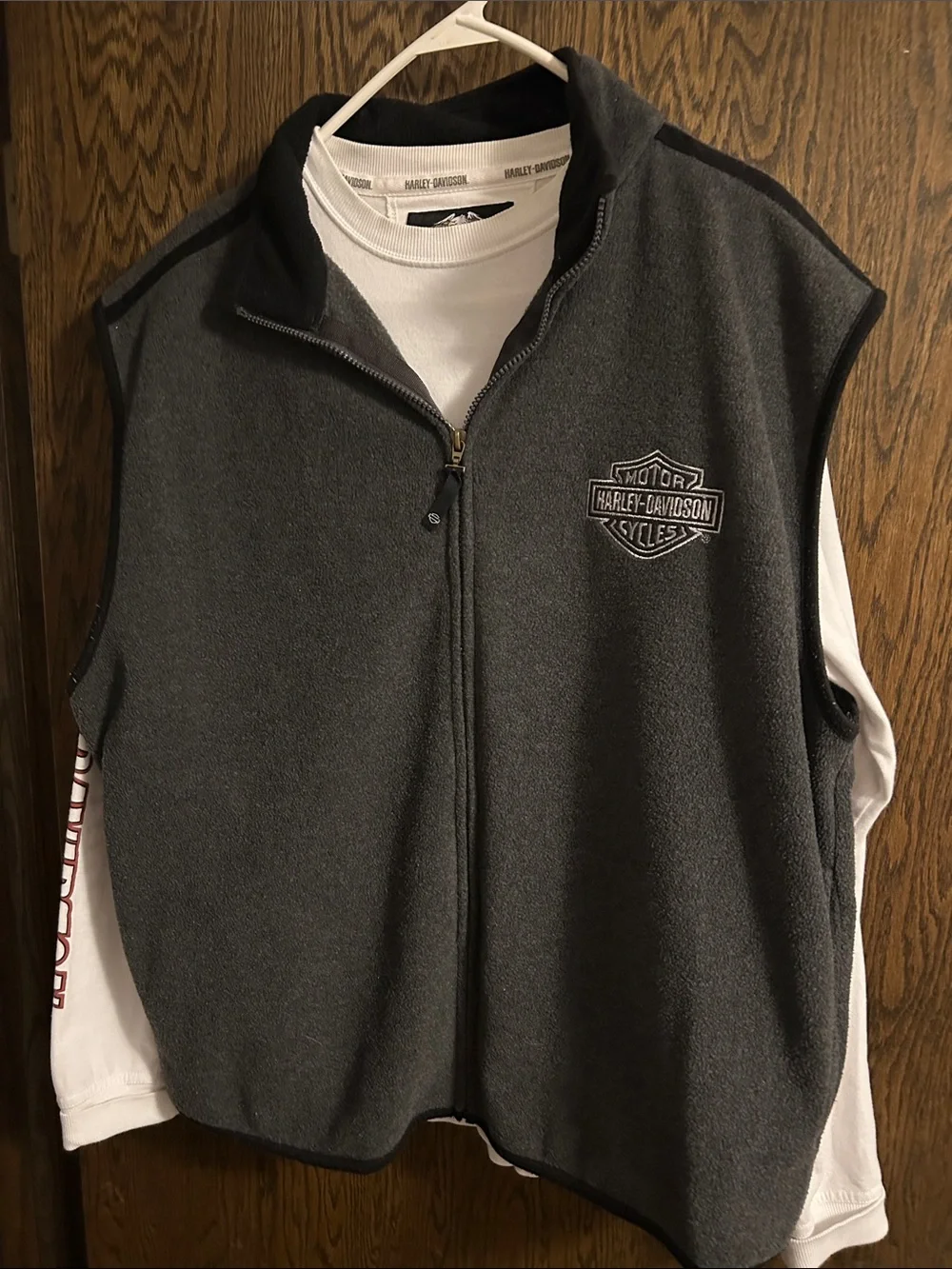 Harley-Davidson Men's Dark Gray Zip Fleece Vest with Logo